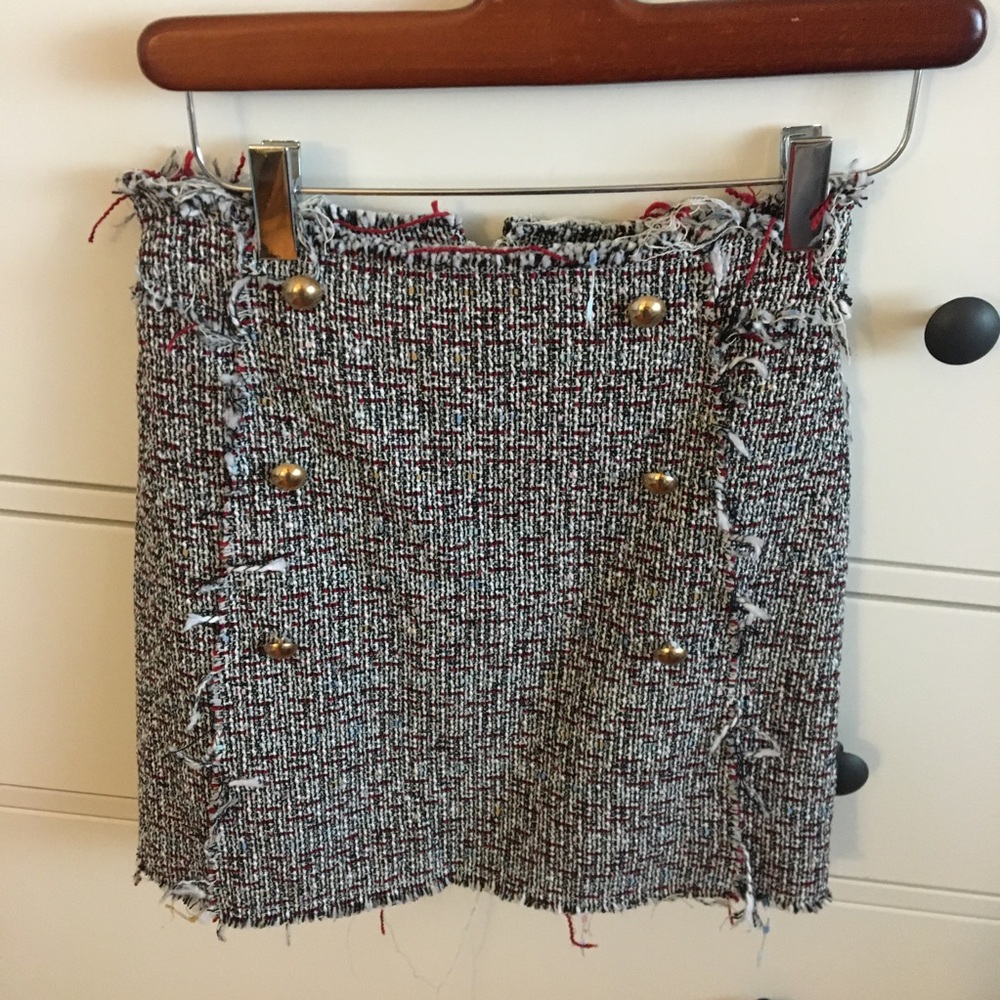 SHEIN tweed mini skirt multicolor zip back